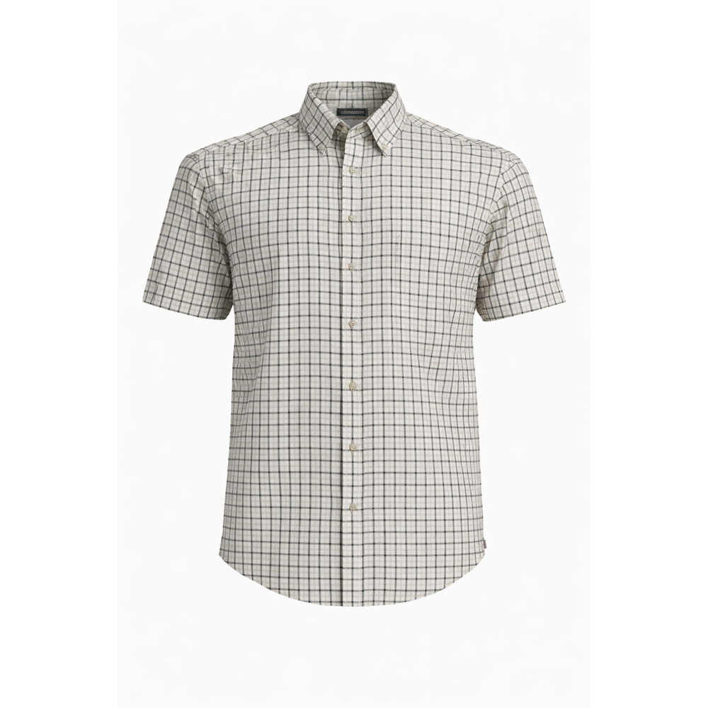 Bugle Boy Mens Large Plaid Shirt Short Sleeve Button Up Casual Cotton Blend